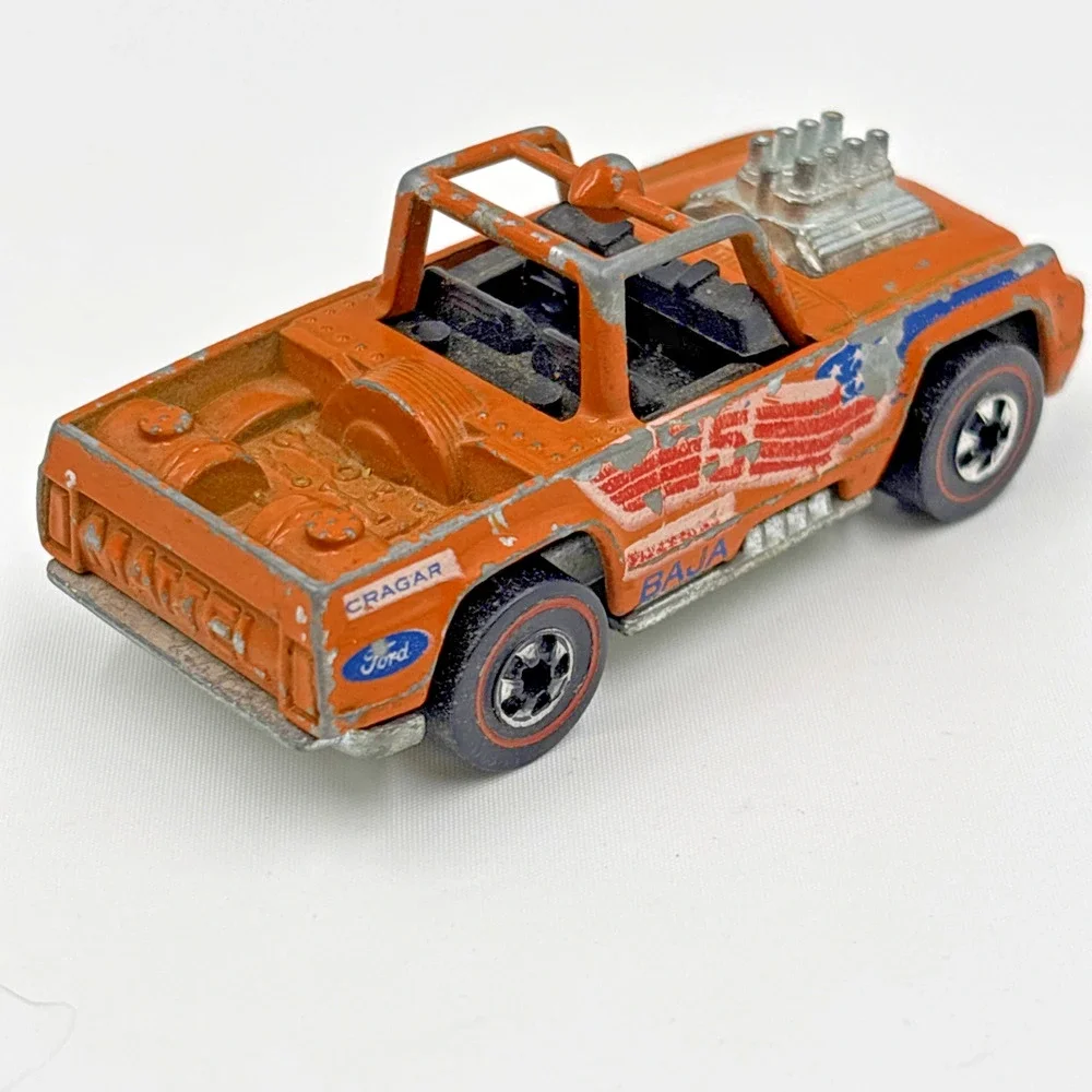 Vintage Redlines Hotwheels Baja Bruiser 1973 Mattel Inc. Hong Kong Orange